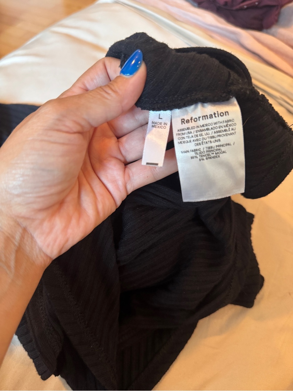 Reformation Black Ribbed Off-Shoulder Top - Picture 7 of 7